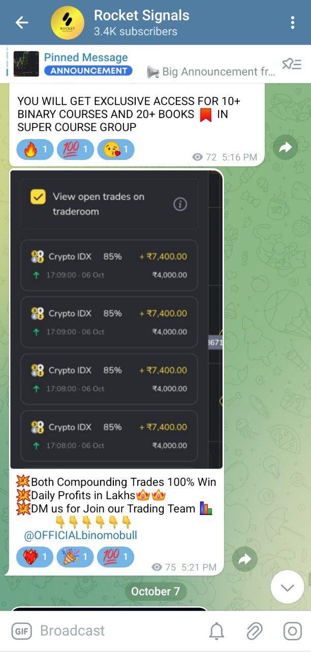 Proof of trading results.